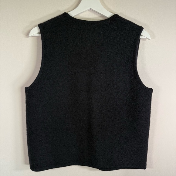 Croft & Barrow Women's 100% Wool Warm Black Vest V-Neck Pockets Zip S - Picture 3 of 4